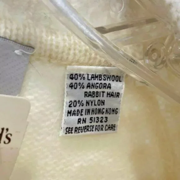 NEW VTG 80s 90s Lambswool Angora Short Sleeve Sweater Pullover Ivory Women's L - Picture 7 of 10